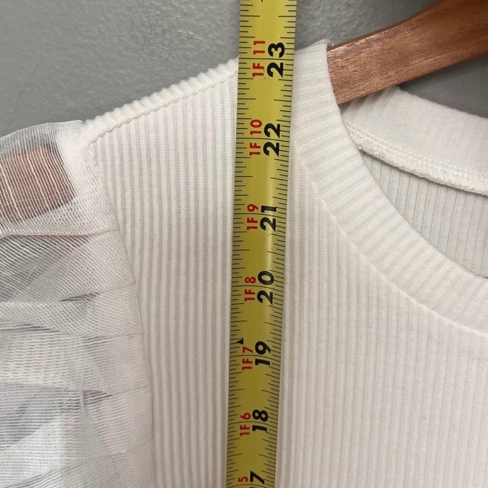 🤍Dolan Anthropologie Stretchy White Sheer Sleeve Blouse 🤍 - Picture 7 of 7